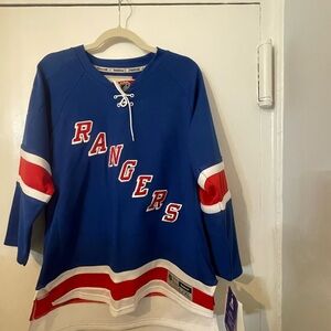 NEW Reebok Rangers Lundqvist Blue and Red Hockey Jersey Youth L/XL